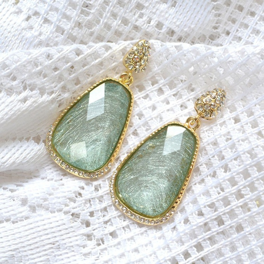 Gold Green Fashion Kendra Style Drop Post Studs